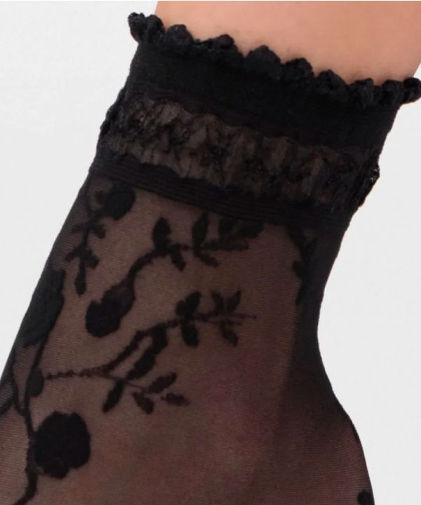Galena - Chaussettes à fleurs noires