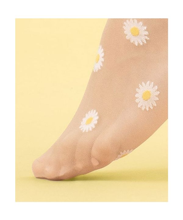 Daisy - Chaussettes à fleurs poudre et blanches