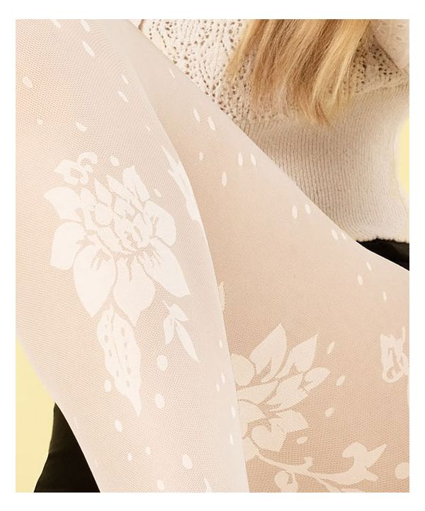 Sharon - Collant à fleurs blanc