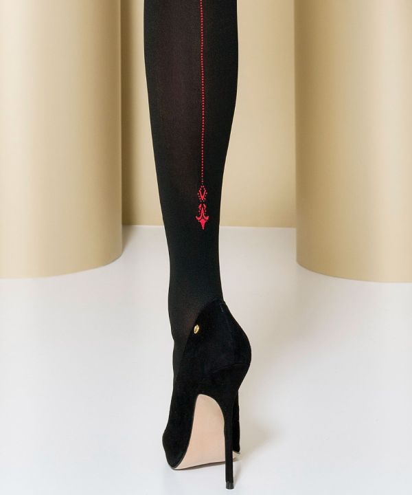 ST100 - Bas couture autofixants noir et rouge