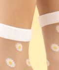 Daisy - Chaussettes à fleurs poudre et blanches
