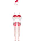 Alimena - Guêpière de Noël avec string, bonnet et bas rouge et blanc