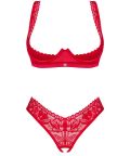 Lacelove - Redresse-seins et string ouvert rouge